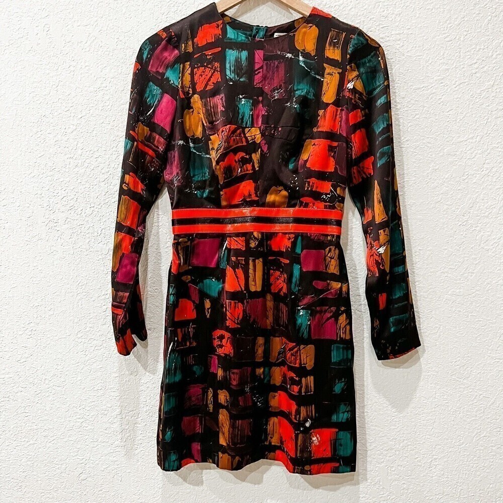 Milly of New York 100% Silk Retro Art‎ Deco Dress size 2